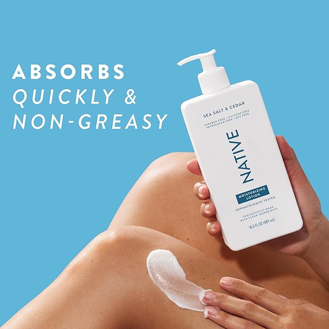 Native Body Lotion Contains Naturally Derived Plant-Based Moisturizers for Women and Men | Restores Dry Skin, Sea Salt & Cedar, 16.5 fl oz
