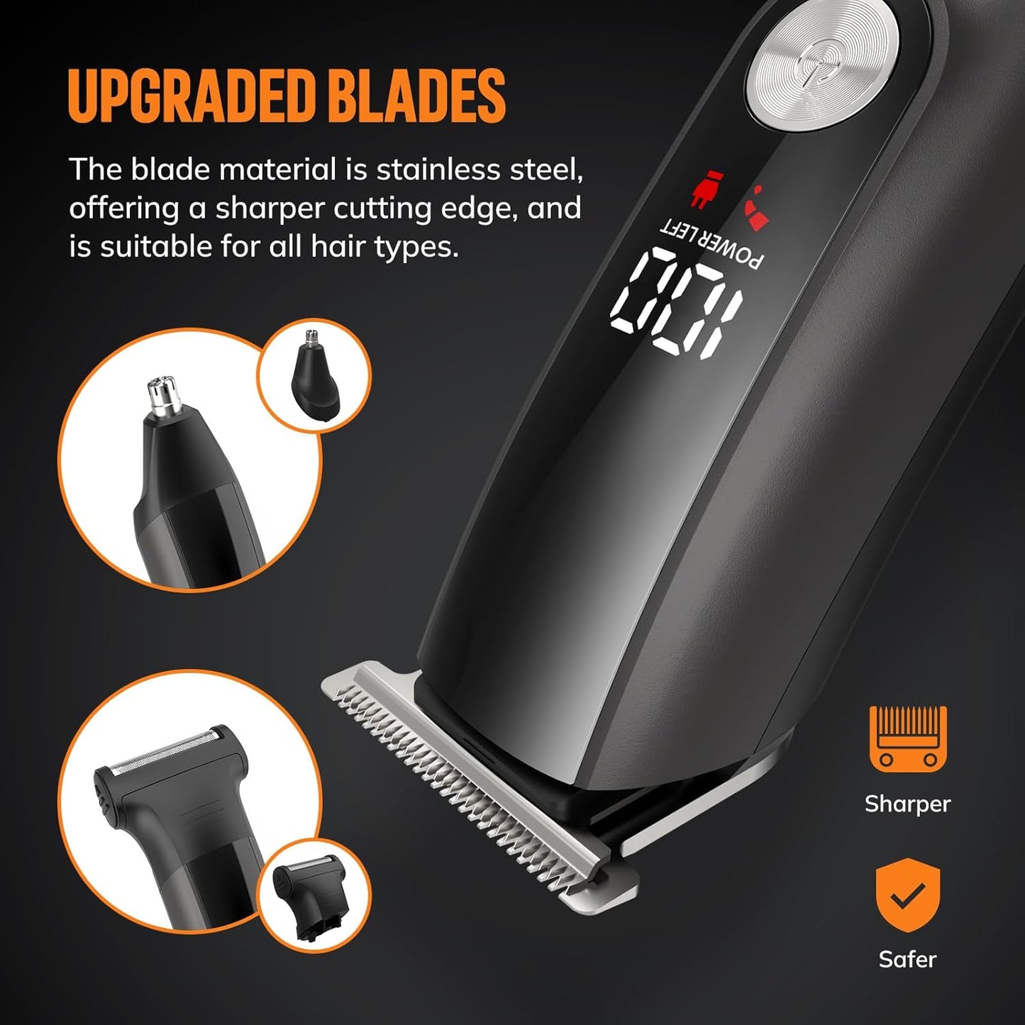 Beard Trimmer for Men Hair Clippers - 6 in 1 Professional Grooming Kit Cordless Hair Clipper Trimmers Set Waterproof,Electric Shaver Razor for Face Nose Body Mustache