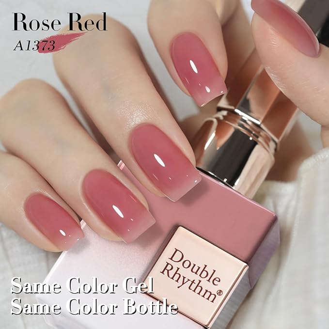 Double Rhythm Gel Polish Translucent Sheer Neutral Natural Light Milky Same Color Same Bottle 15ML Jelly Polish Art DIY at Home (Light Pink Purple-A1373)