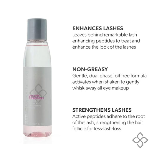 Serious Skincare Lash Bath & Conditioner - Double Action Eye Makeup Remover - Oil Free - Enhancing Peptides Promotes Eyelash Growth - Clover Flower - Effortlessly Removes Waterproof Mascara - 4 oz.