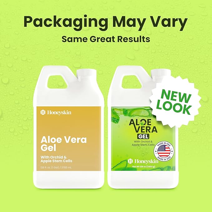 Organic 100% Aloe Vera Gel for Face & Body with Manuka Honey - A Fresh Aloe Vera Plant, No Powder - Sunburn Relief - Aloe Vera Gel for Hair (1 Gallon)