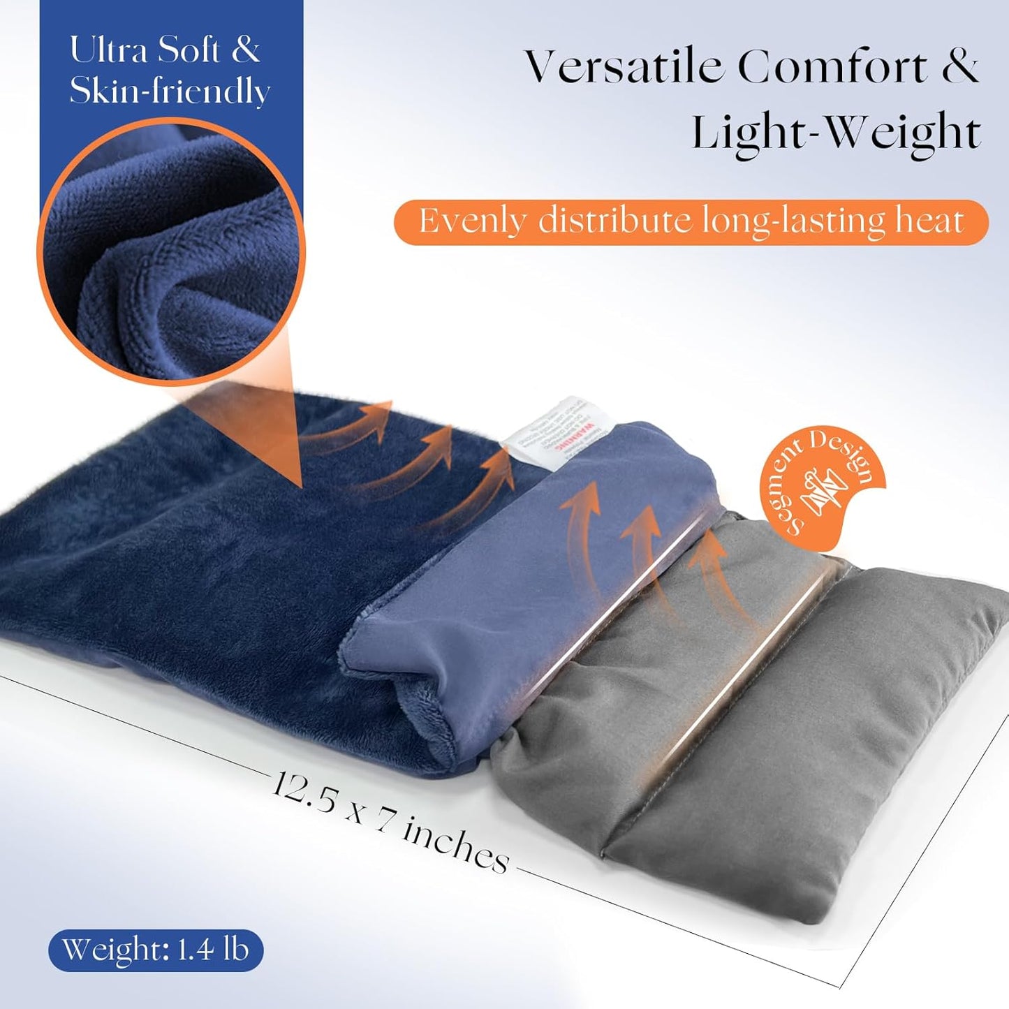 Microwavable Heating Pad with Washable Cover 13x7 Inch Flaxseed Microwave Hot Pack, Lavender Scent, Moist Warm Compress for Relaxation, Non-Electric & Portable