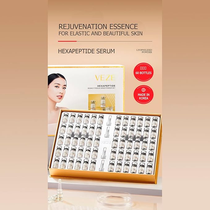 VENZEN Hexapeptide Bouncy Freeze-Fried Powder 60PCS Set Refreshing Hydration Luxury Skin Care Gift Box 60 Bottles