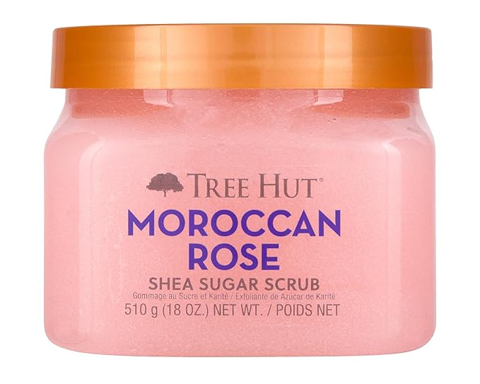 Tree Hut Shea Sugar Scrub - Moroccan Rose - 18 oz - Exfoliating Body Scrub for Smooth, Glowing Skin - Made with Real Sugar and Shea Butter