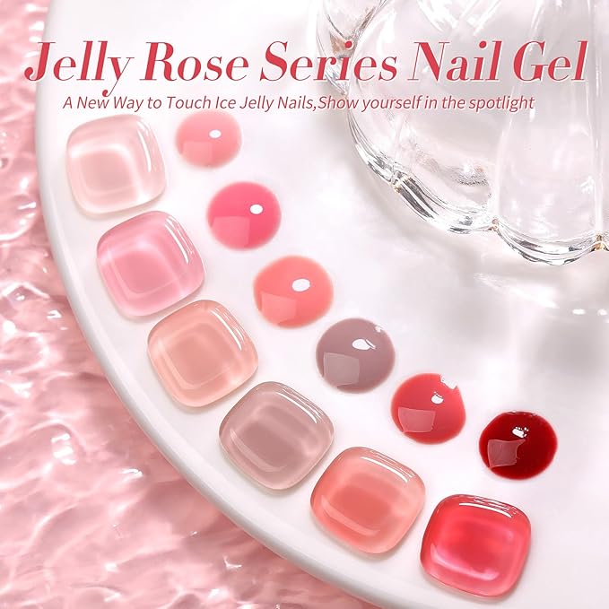 Born Pretty Jelly Nude Pink Gel Nail Polish Sheer Transparent Gel Polish 6Colors Soak Off U v Light Cure Gel Polish Kit for Salon and Nail Art DIY at Home