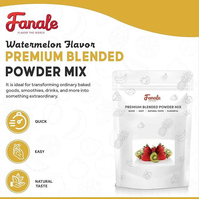 Fanale Premium Watermelon Bubble Tea Flavoring Powder | Perfect for Baking, Smoothies, Desserts and Drinks | Instant Flavoring Powder for Boba Milk Tea - 2.2 Pounds (Pack of 20).