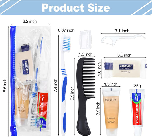 Pack of 25 Hygiene Kit, Hygiene Kit Bulk, Individually Packed, Travel Hygiene Kit with Toothbrush, Toothpaste, Comb, Shampoo, Soap and Floss Picks, Home, Suitable for Hotel, Camping, Travel