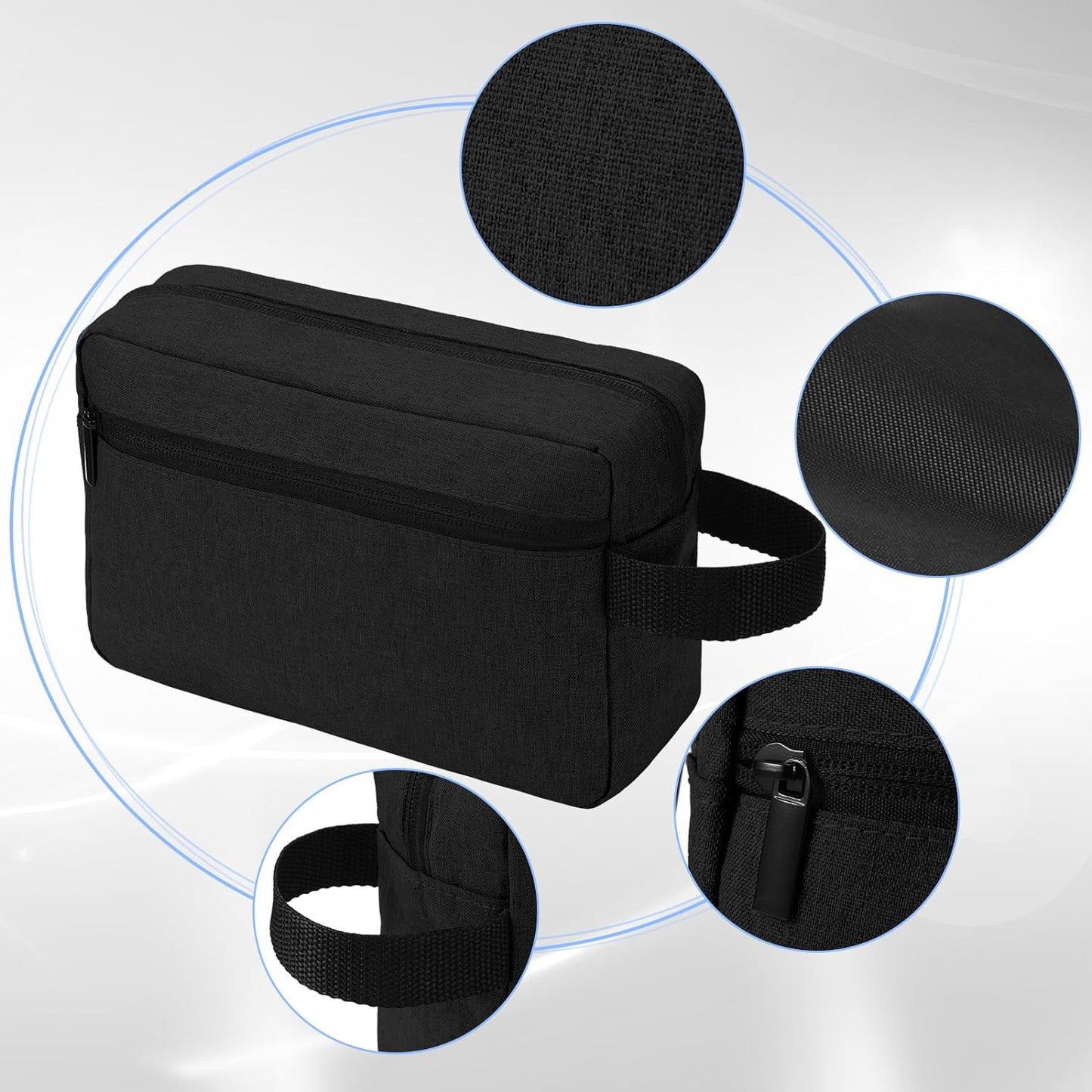 Paterr 16 Pcs Travel Toiletry Bag for Women Men Large Water Resistant Shaving Bag Hanging Cosmetic Bag with Handle and Divider Storage Travel Pouch Case (Black)