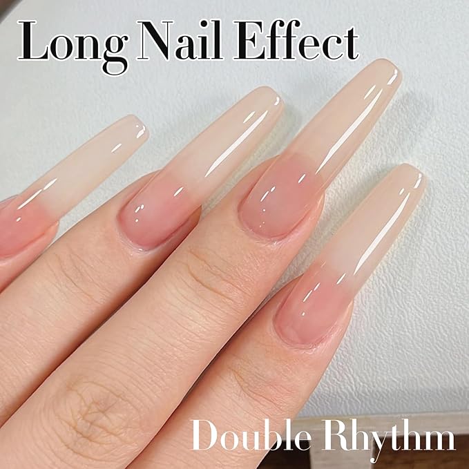 Double Rhythm 0.5Oz Translucent Gel Polish Sheer Neutral Natural Light Milky Same Color Same Bottle 15ML Jelly Gel Polish Art DIY at Home (Milky Nude-A1358)