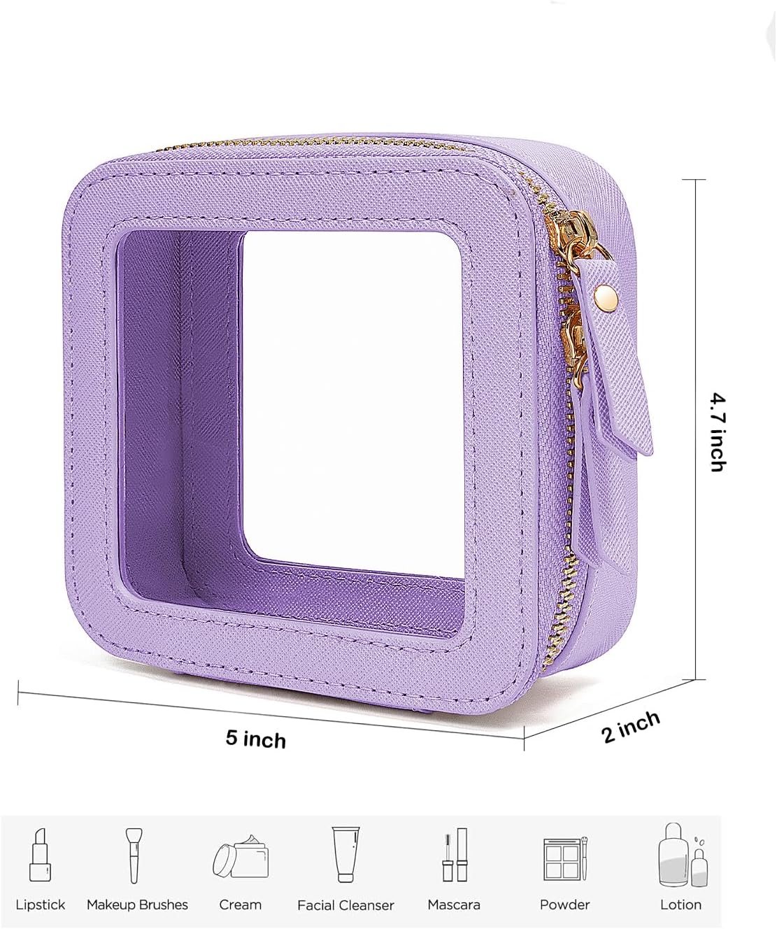 Travel Clear Makeup Bag Set, TSA Approved Cosmetic Bag Case with Zipper Portable Makeup Pouch Toiletry Bag Women Traveling Cosmetic Organizer Storage Bag Car Organizer Car Essentials for Women