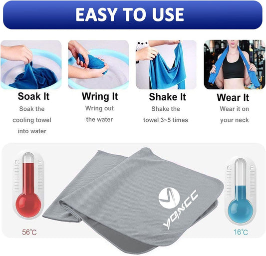 YQXCC Cooling Towels | 4 Pack 40"x12" | Cool for Neck | Microfiber Soft Breathable Chilly | for Sports, Yoga, Golf, Gym, Camping, Running, Workout & More Activities