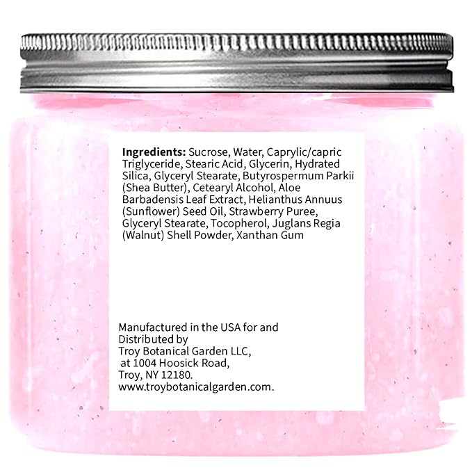 Strawberry Ice Cream Sugar Scrub 10 oz - Natural Strawberry Formula - Deliciously Fragrant, Refreshing, and Skin-Polishing Care - The Best Stocking Stuffer