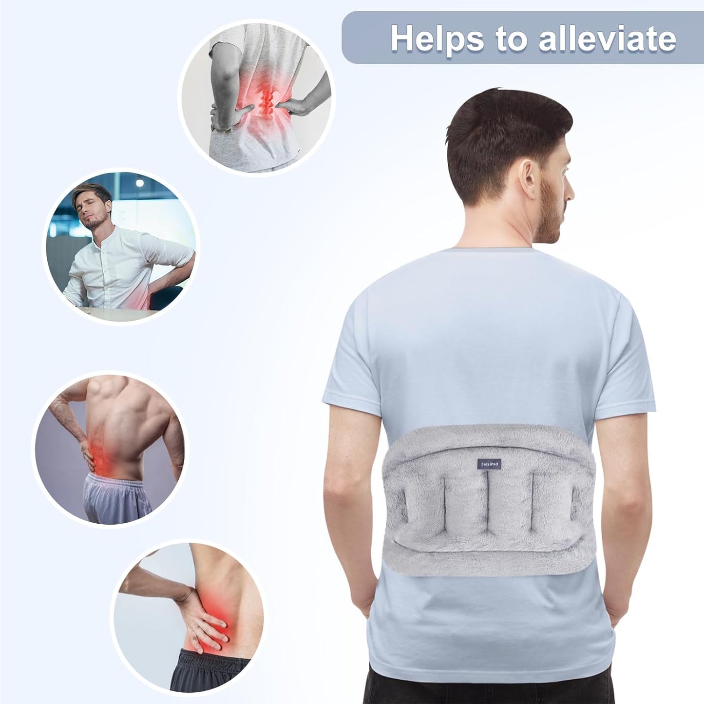 SuzziPad Microwave Heating Pad for Lower Back, Microwavable Heat Pads for Abdominal, Stomachache, Lumbar, Neck, and Shoulder Discomfort, Moist Therapy Wrap for Waist, Warm and Cold Compress