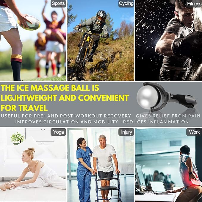 Cryosphere Cold Massage Roller Ball - Massage Ball for Cold & Heat Relief, Myofascial Release, Trigger Point Therapy, Muscle Knots - Deep Tissue Ice Massager