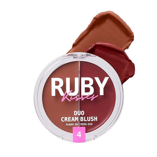Ruby Kisses Duo Cream Blush, Smooth, Natural-Looking, Long-Lasting Face Makeup Blush for Cheeks, Lips, and Eyes, Buildable and Blendable, Infused with Green Tea, Aloe Vera Extract, and Hyaluronic Acid