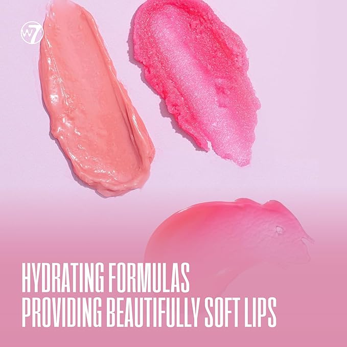 W7 Sweet Dreams Lip Care Trio - 3 Piece Set - Overnight Lip Mask, Lip Balm & Lip Scrub - Strawberry