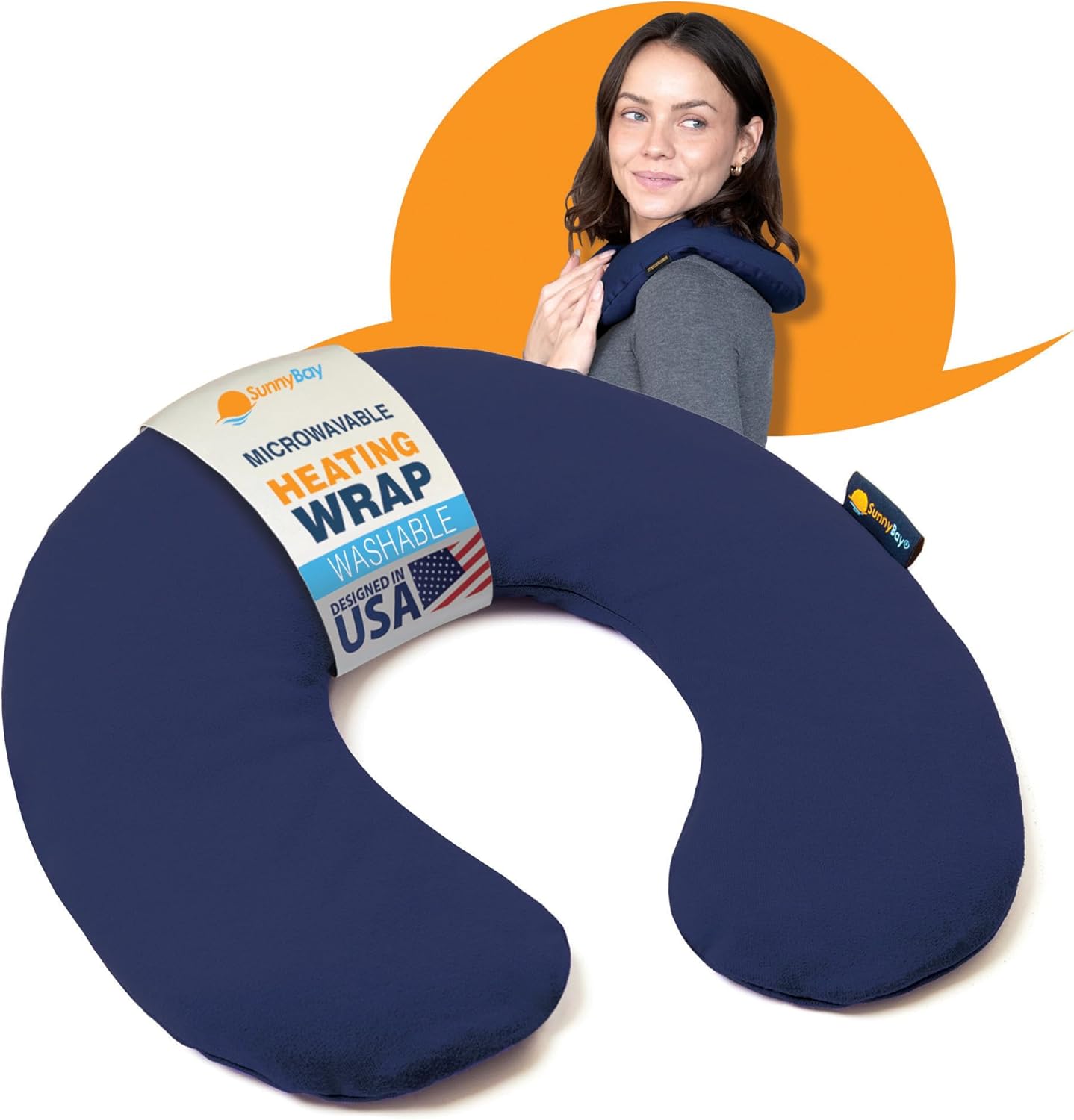 SunnyBay Microwave Heating Pad, Microwavable Cold or Heated Neck Pillow with Shoulder Coverage, 2.5 lb Moist Bean Bag Compress with Washable Cotton Cover,15x15 inches (Unscented Blue)