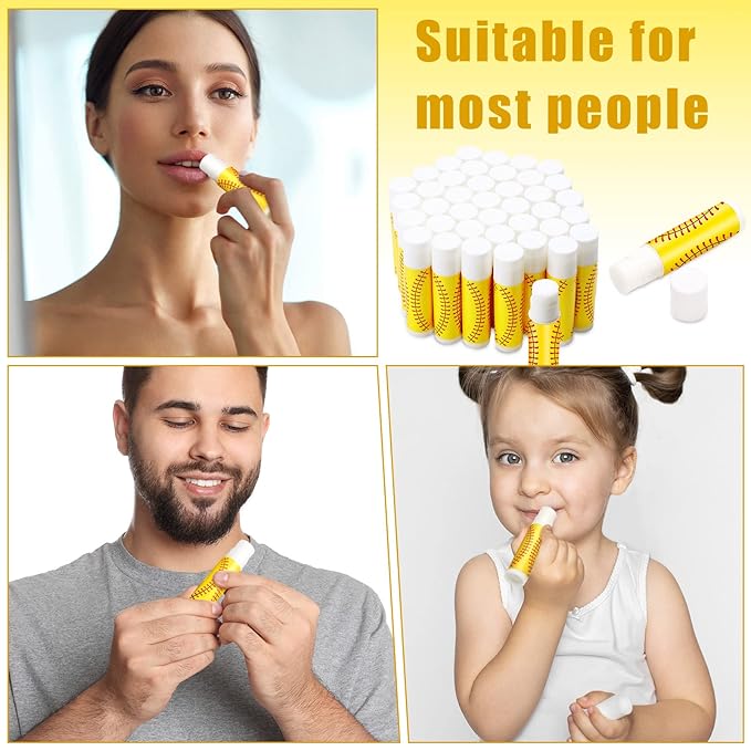 Demissle 40 Pcs Softball Lip Balm, Softball Lipstick, Organic Jasmine Taste Moisturizing Lip Balm, Softball Gifts for Women, Girl, Team