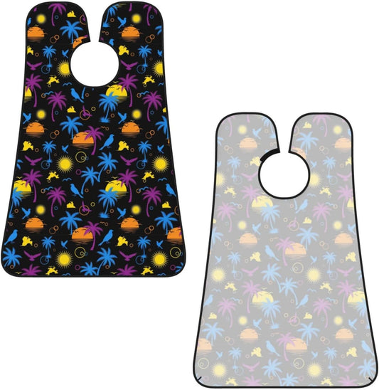 Waterproof Beard Grooming Bib, Tropical Palm Tree Beach Sun Art Shave Bib, Non-Stick Hair Catcher for Shaving Trimming, Apron Essential for Men Dad