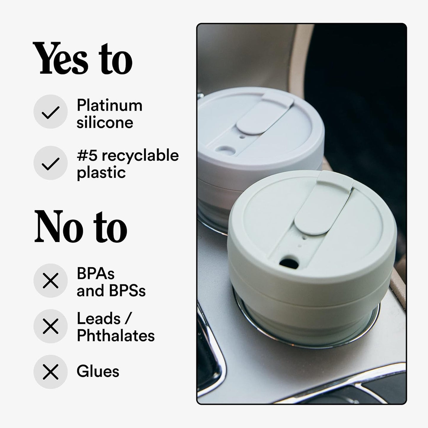 STOJO Collapsible Travel Cup - Reusable To-Go Pocket Size Silicone Bottle for Hot and Cold Drinks - Perfect for Camping - Microwave & Dishwasher Safe (Sage, 12 Ounce (Pack of 1) - No Straw)