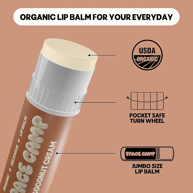 Wellness Jumbo Lip Balm - Coconut Cream Organic Flavored Balm (2 Pack)