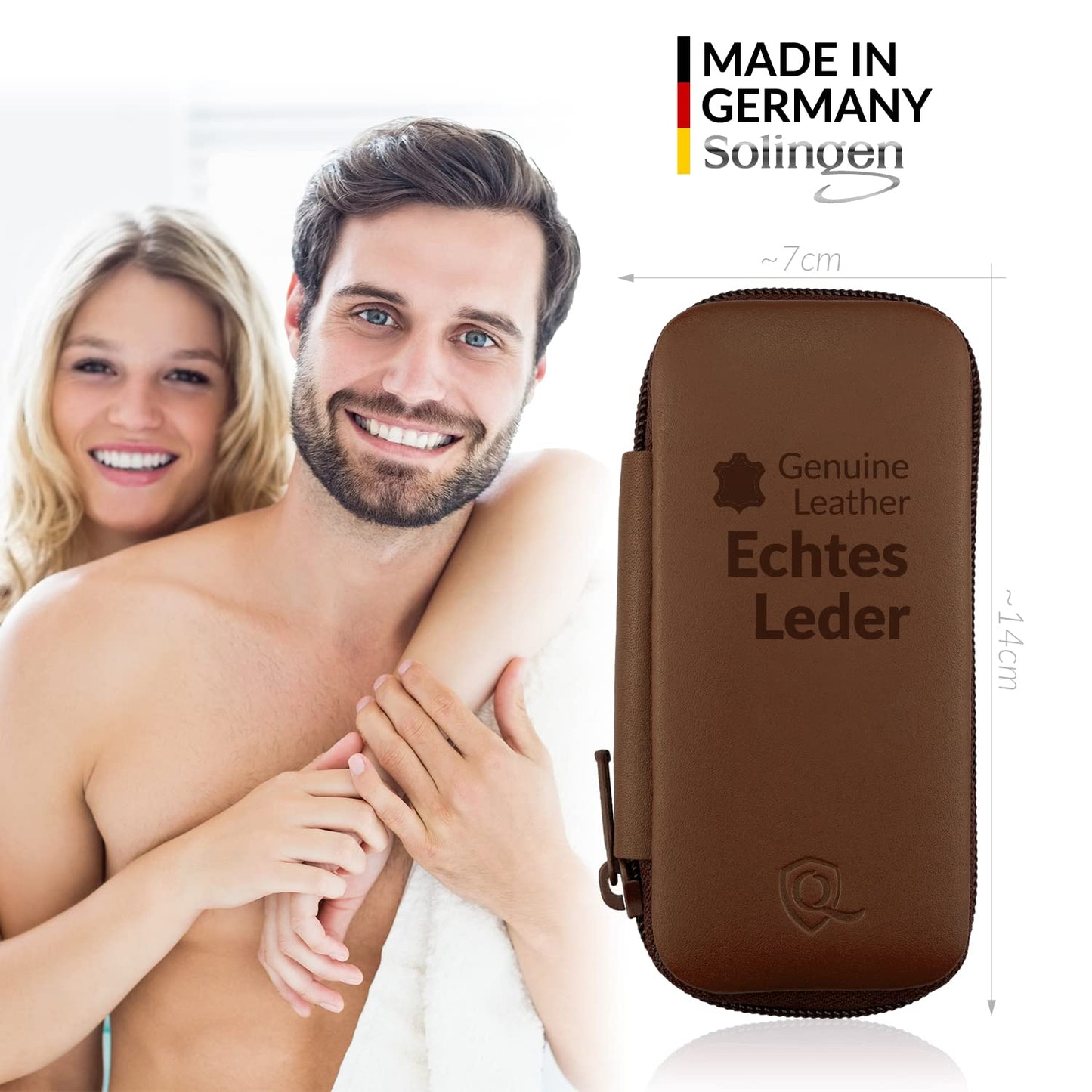 marQus Manicure Set Solingen Made in Germany - 7 Piece Exclusive Finger & Toe Nail Clippers Set in Real Leather case, Made in Solingen Germany