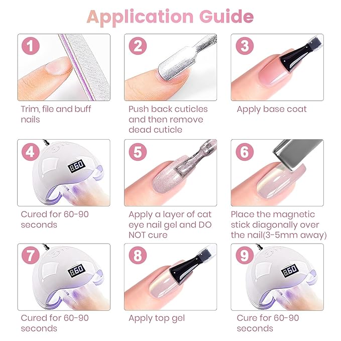 RARJSM Jelly Nude Gold Glitter Cat Eye Gel Nail Polish Set 6Pcs Sheer Pink Light Purple Champagne Mavue Brown Diamond Cateye Gelpolish with Magnetic Stick UV LED Curing Require Home Salon Nail Design