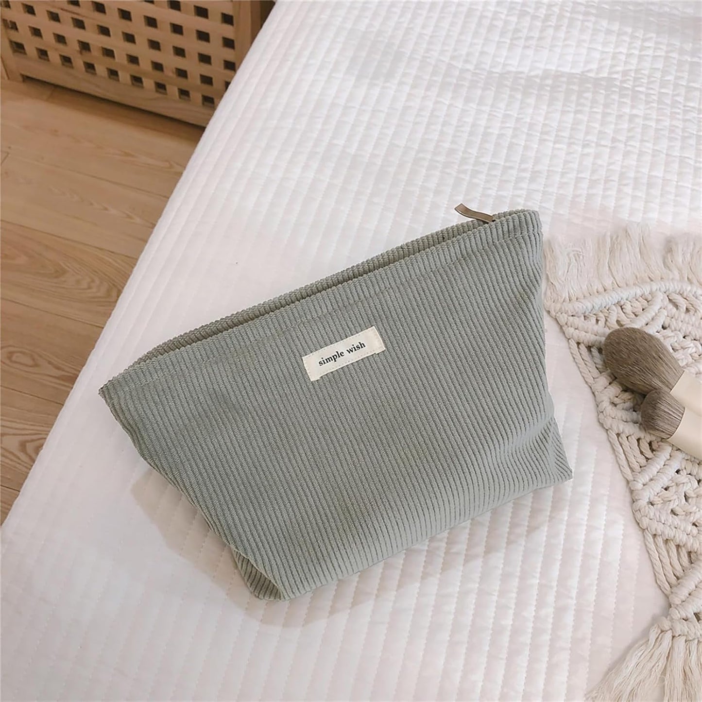 Wudygirl Cosmetic Bags for Women Travel Makeup Bag Large Capacity Makeup Pouch Cute Makeup Bag Organizer Handbags Purses Zipper Pouch Corduroy (Dark Gray)