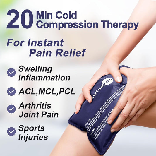 Ice Packs for Injuries Reusable, Gel Cold Pack for Knee Neck Shoulder Ankle Elbow Hip Back Pain Relief, Cold Compress Therapy for Swelling, Bruises, Surgery, 7”x 11”, Blue
