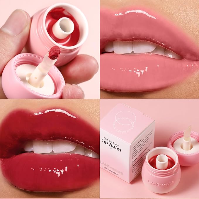 Glow Lip Balm Long-Lasting Moisturizing Lip Gloss, Plumping Lip Oil, Tinted Lip Balm Nourishing Lip Care For Dry Lips, Moisture Lip Repair Hydrating Lip Sleeping Mask Not Sticky Lip Stain(3# Rose Red)