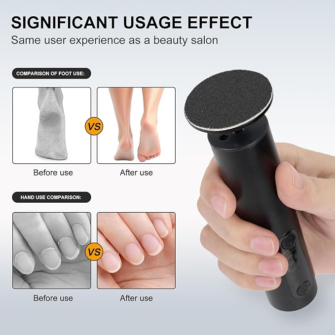 Electric Foot Callus Remover, Adjustable Speed Rechargeable Foot Sander Pedicure Tools for Feet Dead Skin with Sandpaper Disk and Nail Drill Bits,Equipped with Digital Display（Obsidian）