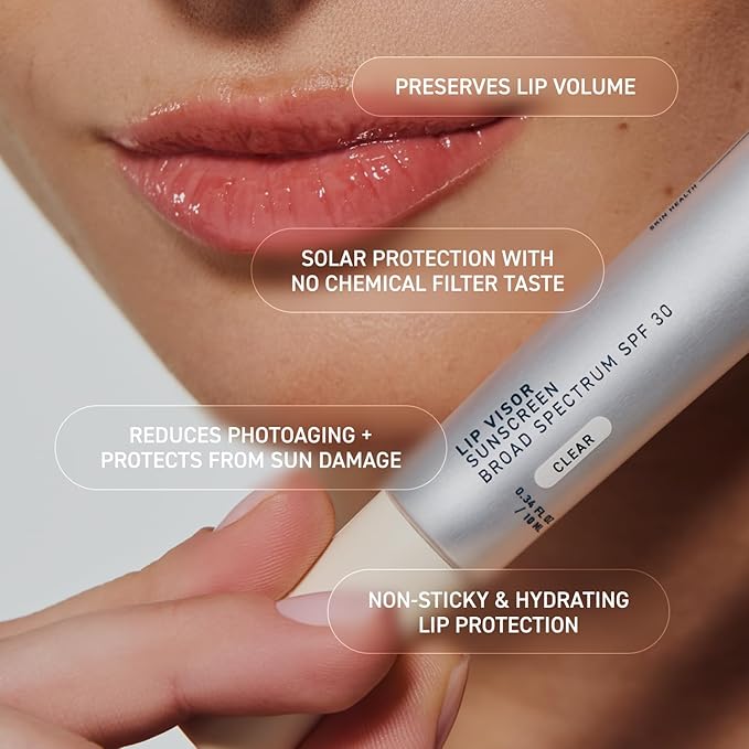 Skin Lip Visor, Clear Lip Balm with SPF 30 PA+++. Mint Flavored with Non-Sticky Finish – Moisturizing Semi Gloss Balm Sunscreen for Daily Use - 2 Pack