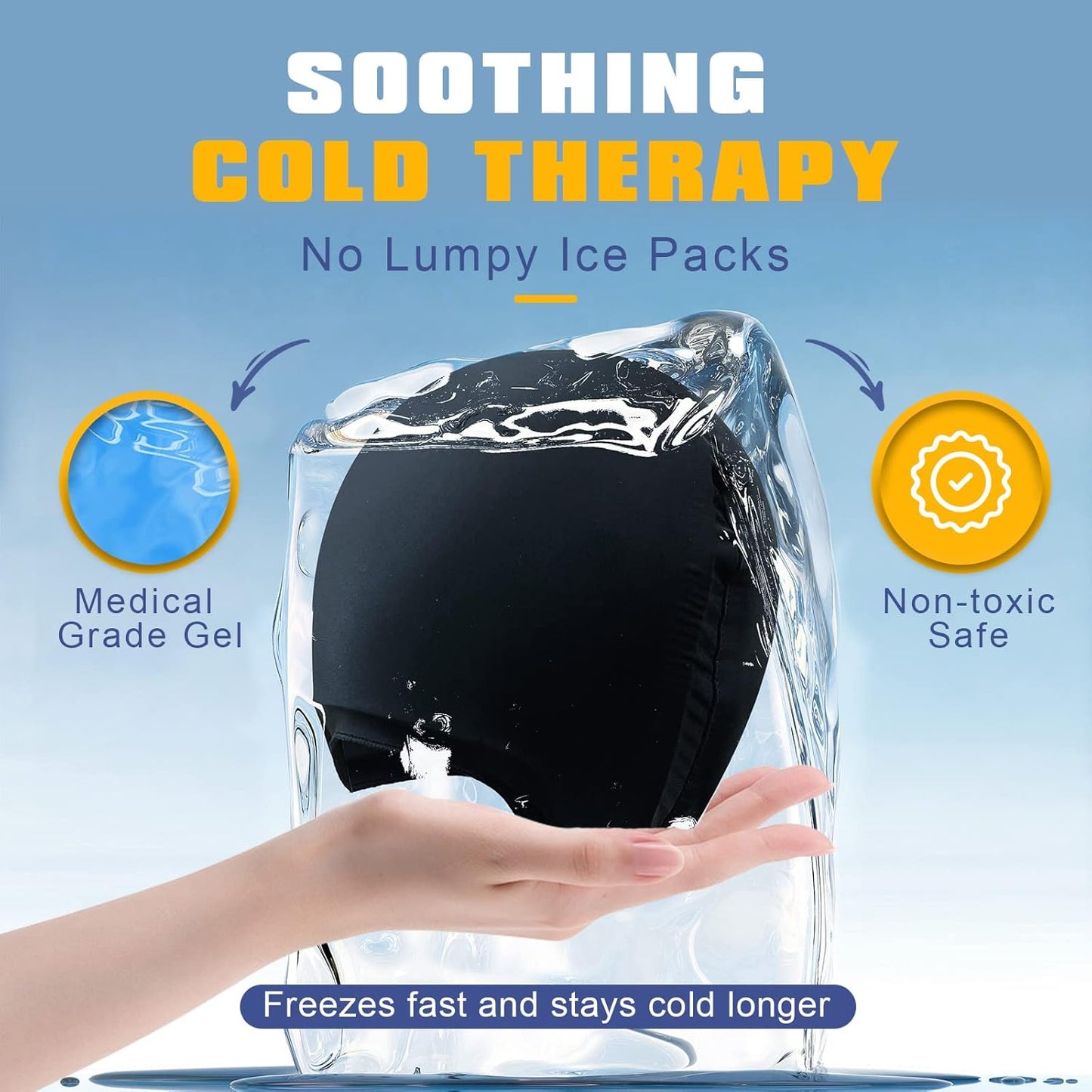 uncn Full Head Migraine Relief Hat, Ice Headache Wrap for Migraine Cooling Cap Pack Hat Compress Pad Cold Therapy for Stress, Tension, Sinus Pain Relief Reusable Physical Relief