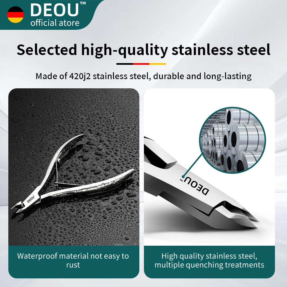 DEOU professional cuticle scissors, salon manicure tools, stainless steel eyelash trimmer, Manicurist nail care blade, extremely sharp, for women's manicure (Cuticle scissors + Gift box)