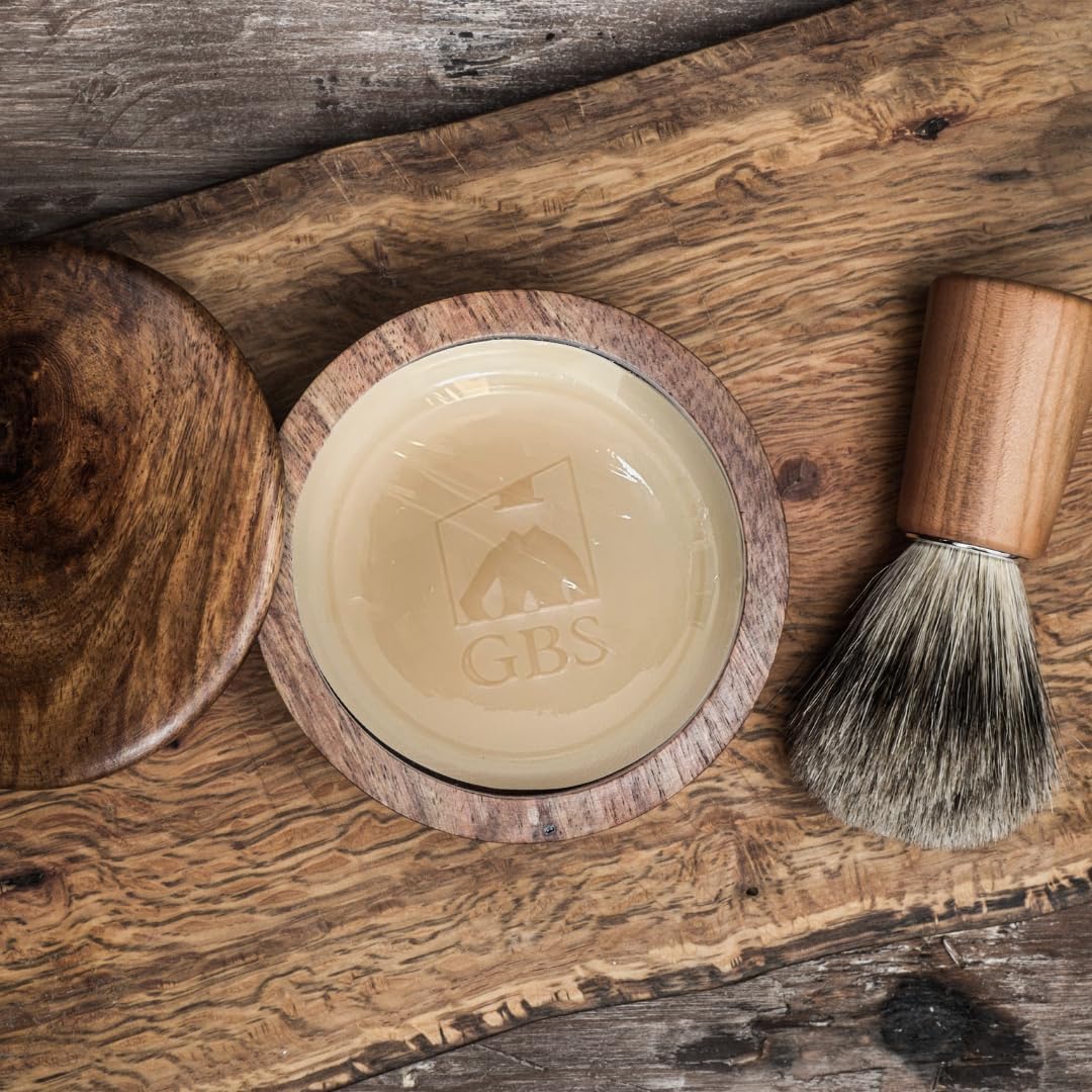 GBS Men's Shaving Soap 97% All Natural Enriched With Shea Butter and Glycerin, Creates Rich Lather Form (3 Pack Fragrance Free)