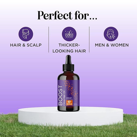 Volumizing Rosemary Hair Oil Serum - Moisturizing Scalp and Hair Oil for Men & Women Infused with Amla Black Castor Pumpkin Argan & Jojoba - Lightweight Hydrating Vegan & Color Safe (Citrus Scent)