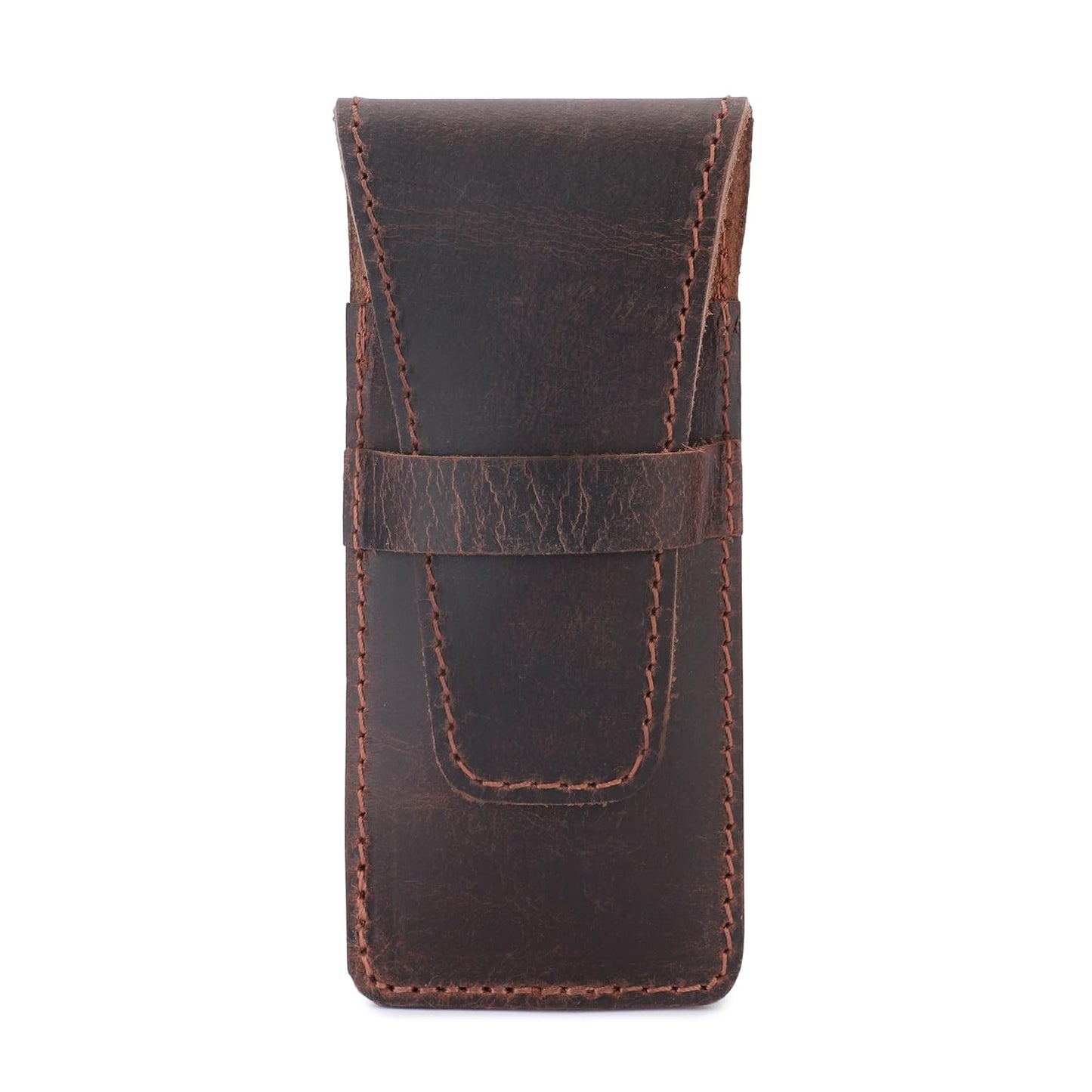 Leather Safety Razor Case Shaving Accessories Straight Safety Razor Holder for Double Edge Personal Care Essentials Handmade Shaver Case for Travel (Brown)