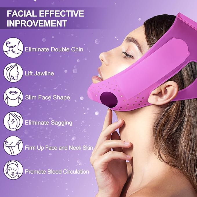 V-Line Mask Chin Up Mask V Shaped Face Mask Chin strap, Soft Silicone Chin Strap V Line Lifting Mask for Women,Jaw Exerciser