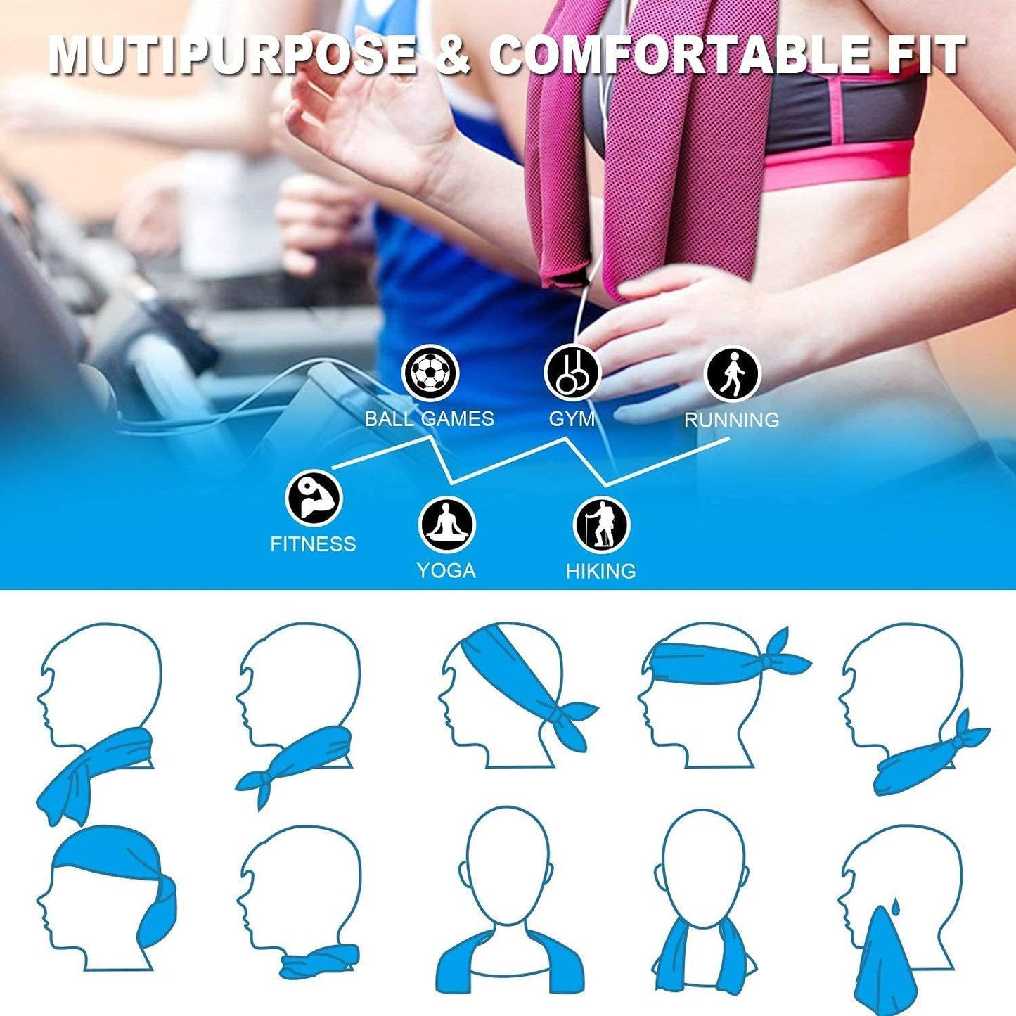 4 Packs Cooling Towel (40"x 12"), Ice Towel, Microfiber Towel, Soft Breathable Chilly Towel Stay Cool for Yoga, Sport, Gym, Workout, Camping, Fitness, Running, Workout & More Activities (Multicolor)