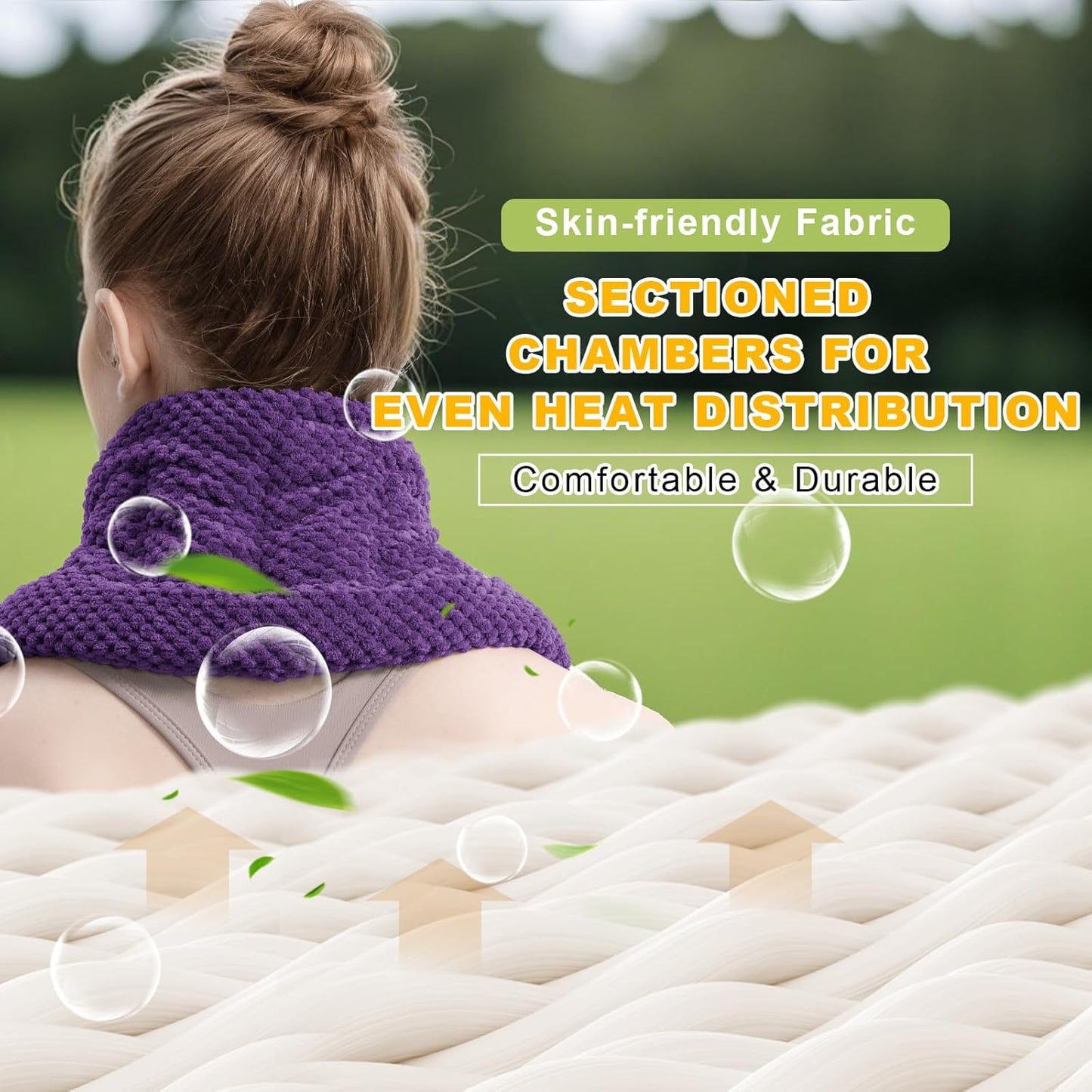 UNCN Long Heating pad for Neck and Shoulders Back 33 * 5.9" microwavable Large Moist Heat Pack Warm hot Compress Neck wrap Weighted Bag Massage Reusable Herbal Nature Calming Portable