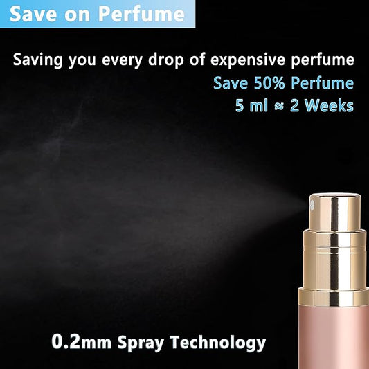 Travel Refillable Perfume Atomizer Bottle 2-Pack 5ml Leakproof Travel Perfume Refillable Bottle (Rose Gold & Rose Gold)