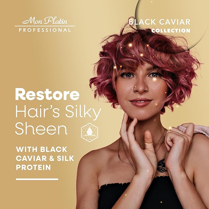 Mon Platin Professional Hair Mask, 500ML - Deep Conditioning for Dry, Colored, Damaged Hair with Black Caviar & Natural Silk Protein, SLS/Salt Free