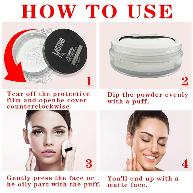 White Setting Powder Translucent Loose Setting Powder Matte Smooth Oil Control Loose Face Powder Waterproof Long Lasting Lightweight Setting Powder Makeup