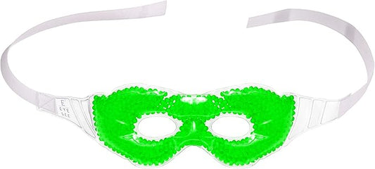 Gel Eye Mask, Green - Cold Compress Ice Pack with Gel Beads - Microwave Safe for Heat Therapy - Great for Puffy Eyes, Dark Circles, Dry Eyes, Soothing Headaches