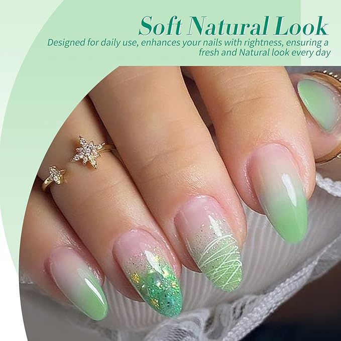 Born Pretty Gel Nail Polish Green Series,Jelly Transparent Gel Nail Polish, Cat Magnetic Eye,Shimmer Glitter Holographic Green Gel Polish Kit for Salon Manicure and Nail Art DIY at Home 6PCS 7ml