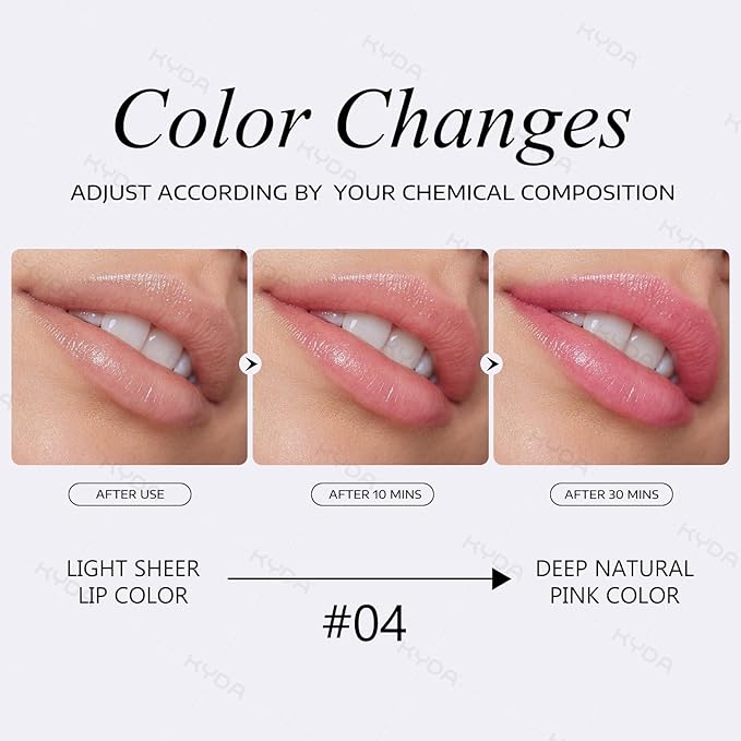KYDA PH-Activated Lip and Cheek Stain, PH Color Changing Formula for Lasting Custom Lip Color, Keep Lips Soft and Moisturizing with Avocado Oil, Multiuse Color Balm, PEACH