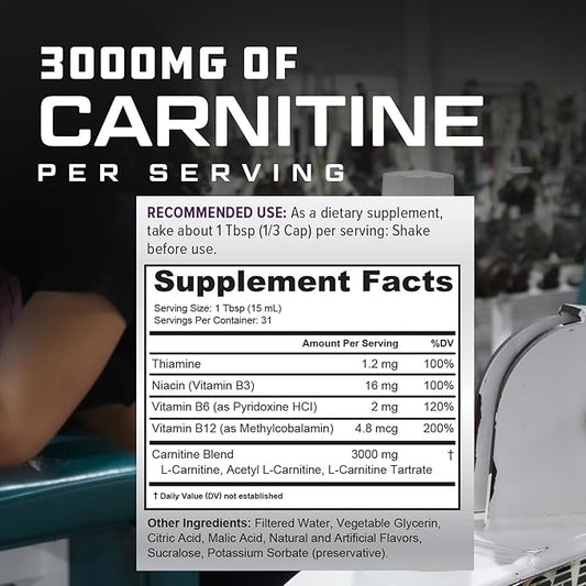 Cutler Nutrition Liquid Carnitine 3000 Contains Carnitine, Acetyl L Carnitine, L Carnitine Tartrate for Energy and Metabolism Support with B Vitamins | Watermelon Flavor | 31 Serves
