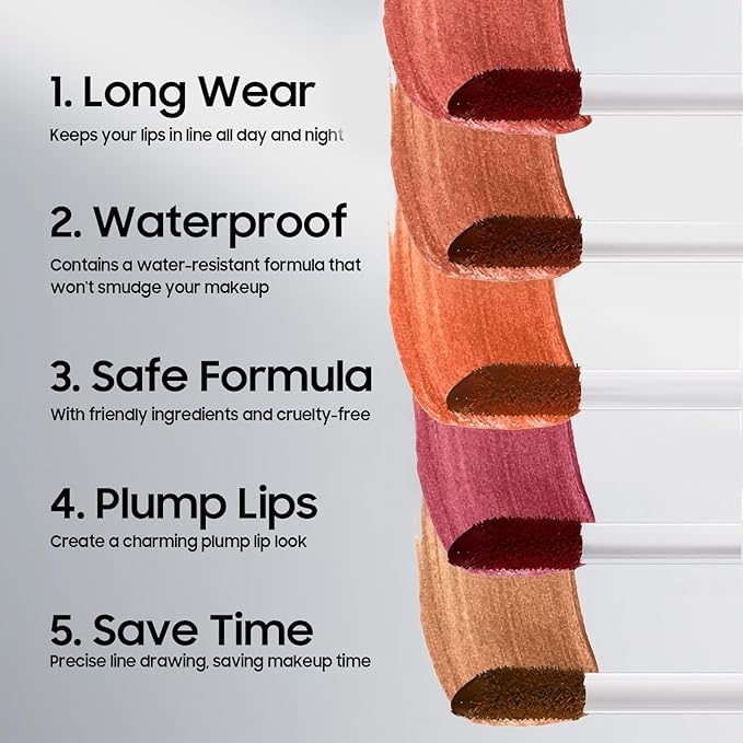 Lip Liner Stain Peel off - Waterproof & Long Lasting Peel Lip Stain Non-Stick Cup, Enhancing Complexion & Nourishing for All Skin Types, Create A Natural Lip Color (Rose, 1 Count)