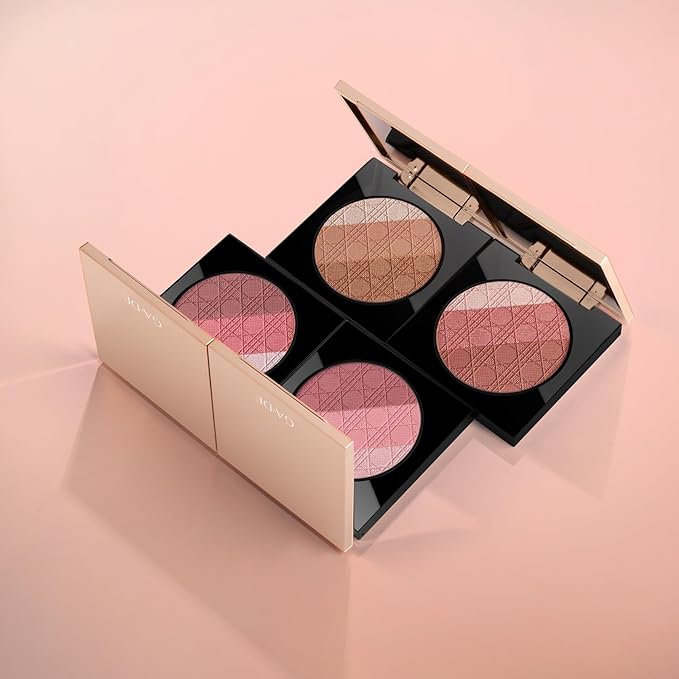 Glow FX Natural Face Palette - Blush for Cheeks, Bronzer Powder, and Highlighter Makeup - Enriched with Jojoba Oil - 139 Blooming Chic - 0.42 oz