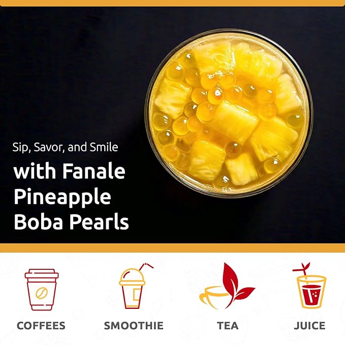Fanale Popping Boba Pearls for Bubble Tea - 7 lb |Pineapple Flavor | Bursting Boba Pearls Bubble | Fruit Juice Flavor for Shakes, Dessert, Smoothie